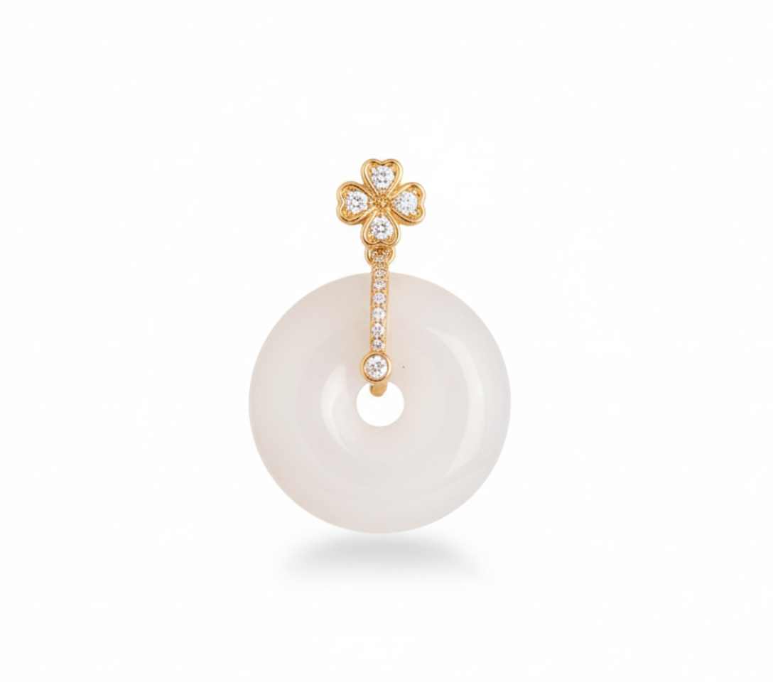 Close-up of pavé cubic zirconia bar and four-petal gold flower connector on Yugavi Aarna Necklace — houseofyugavi.com