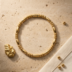 Yugavi Granthi Bracelet flat lay — slim gold bead bracelet — Yugavi Everyday Gold Collection — houseofyugavi.com