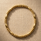 Yugavi Granthi Bracelet — slim 22K gold plated alternating barrel and disc bead bracelet with push clasp — houseofyugavi.com