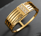 gold plated wide Greek key meander cuff bangle 