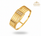 Yugavi Sarika - gold plated wide Greek key meander cuff bangle with CZ stones women India Yugavi statement cocktail party bridal festive jewellery buy onlineYUGAVI